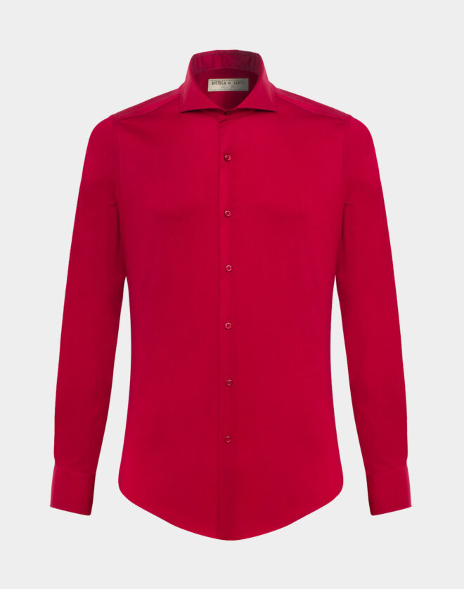 Red Shirt In Stretch Cotton Poplin Super Slim Fit