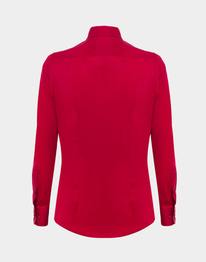 Camicia Rossa In Popeline di cotone Elasticizzato Super Slim Fit
