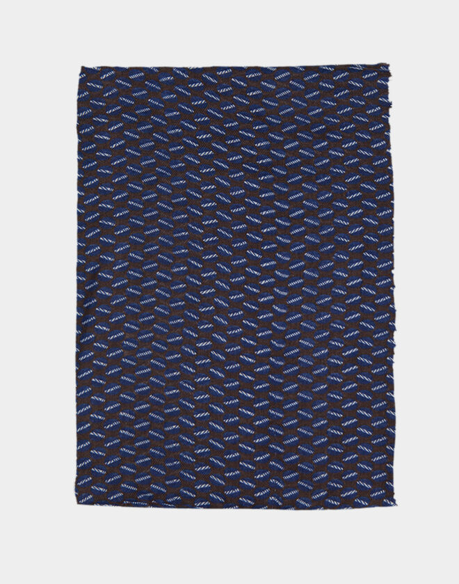Blue Geometric Print Wool Scarf