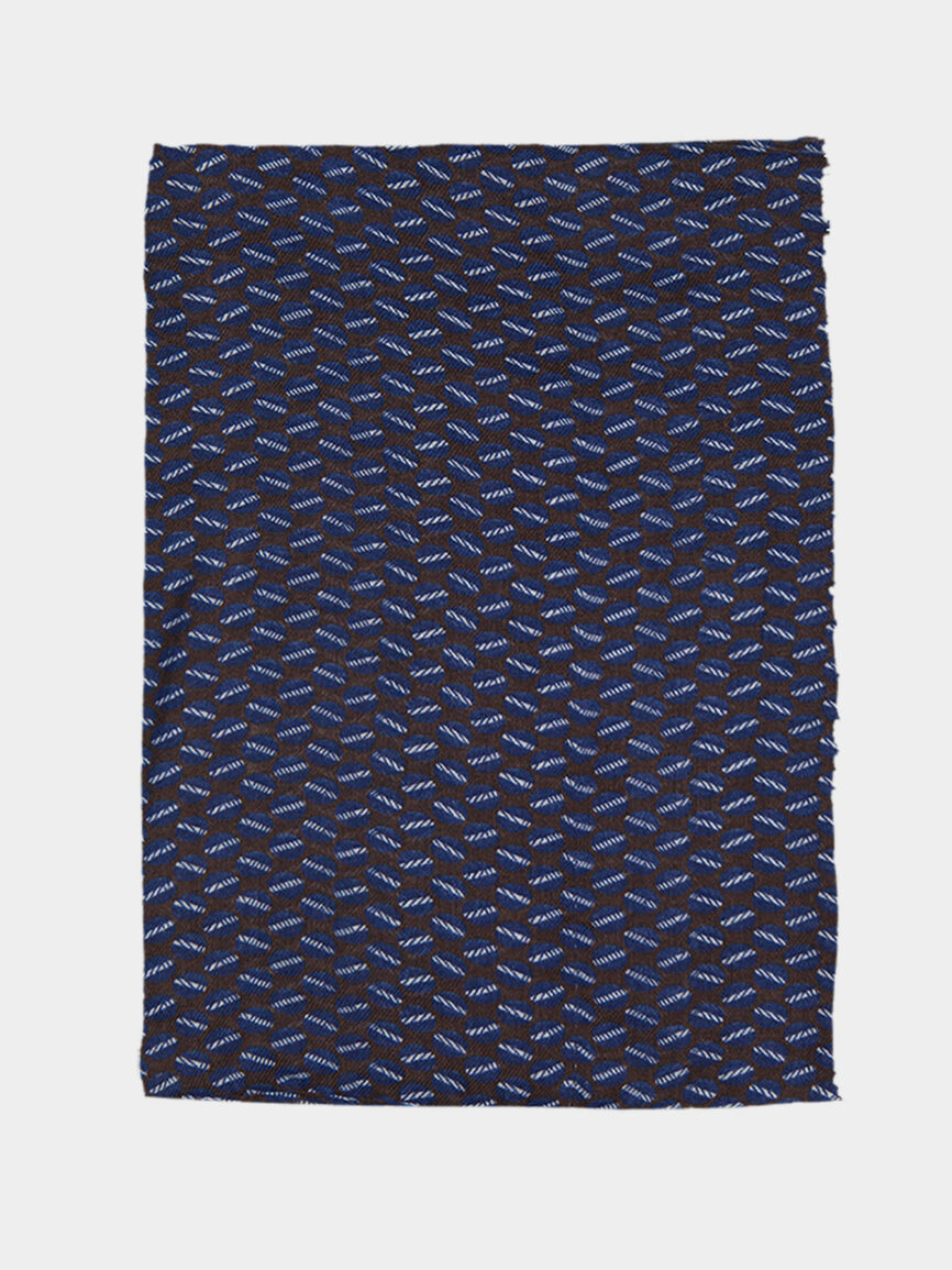 Blue Geometric Print Wool Scarf