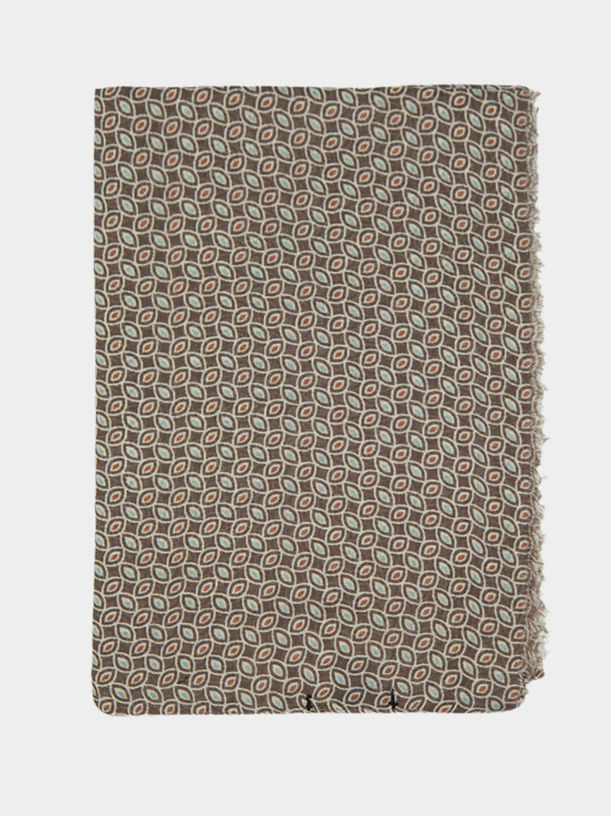Turtledove Geometric Print Wool Scarf