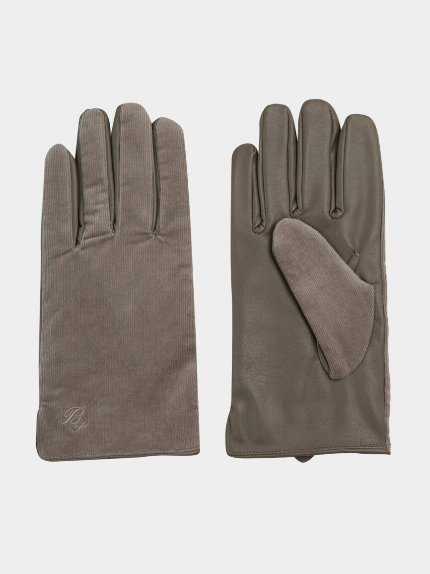 Ecru corduroy velvet gloves