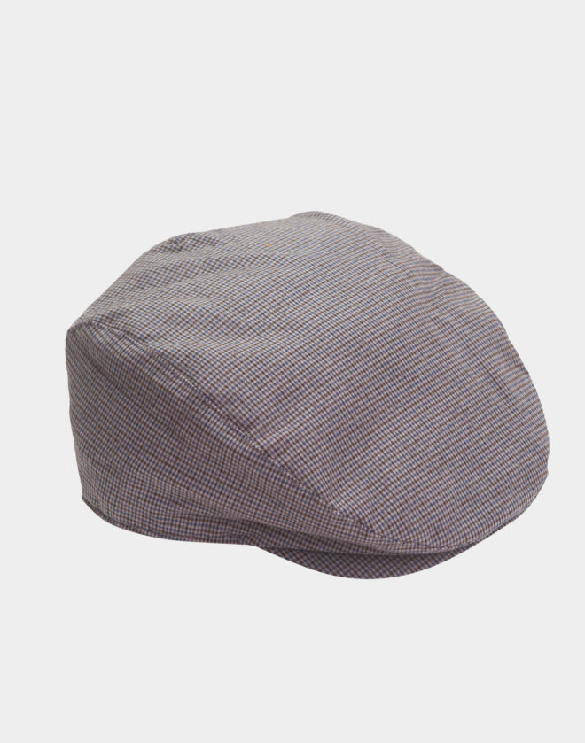 Dove gray cotton cupola hat with houndstooth pattern