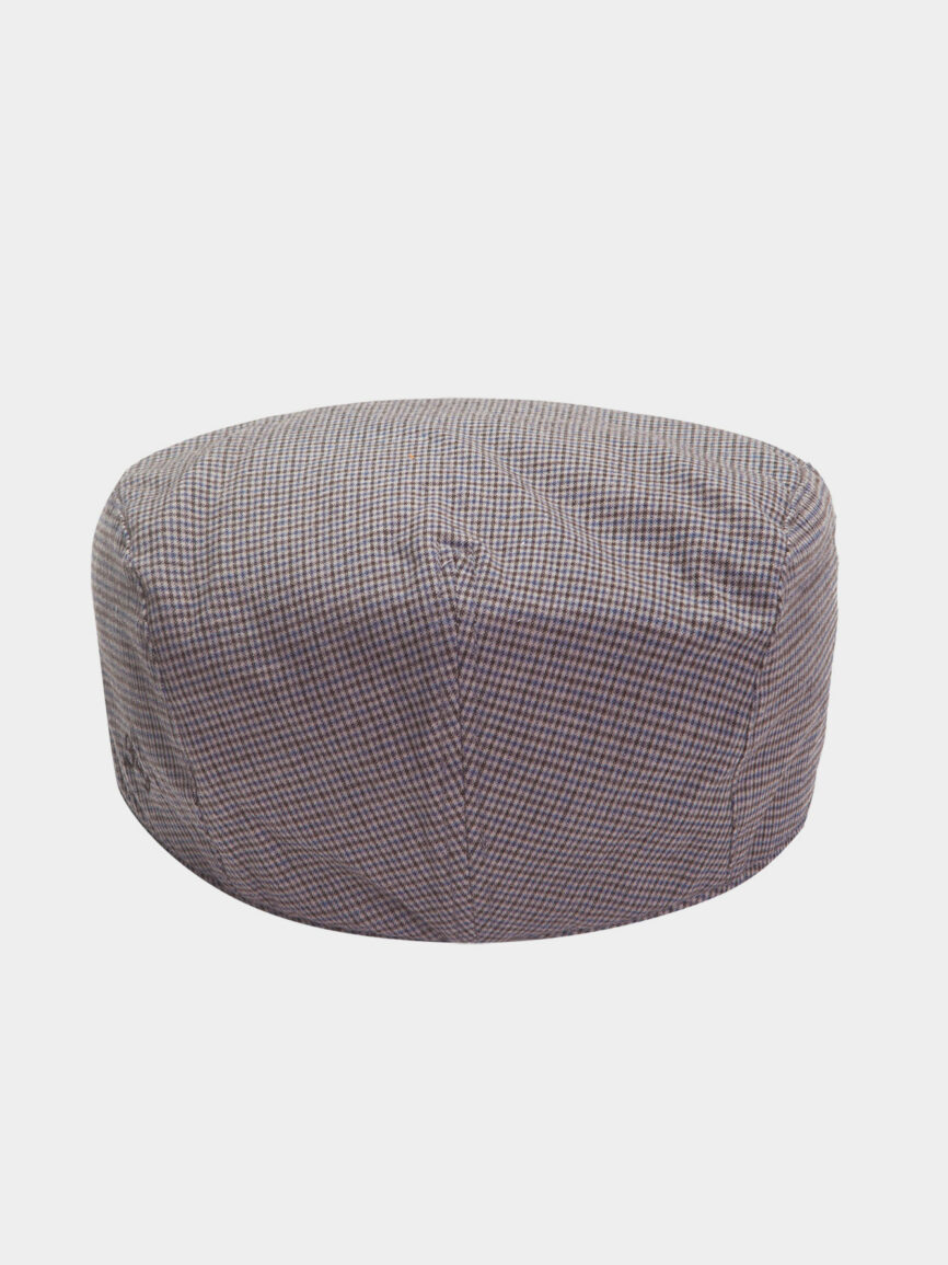 Dove gray cotton cupola hat with houndstooth pattern
