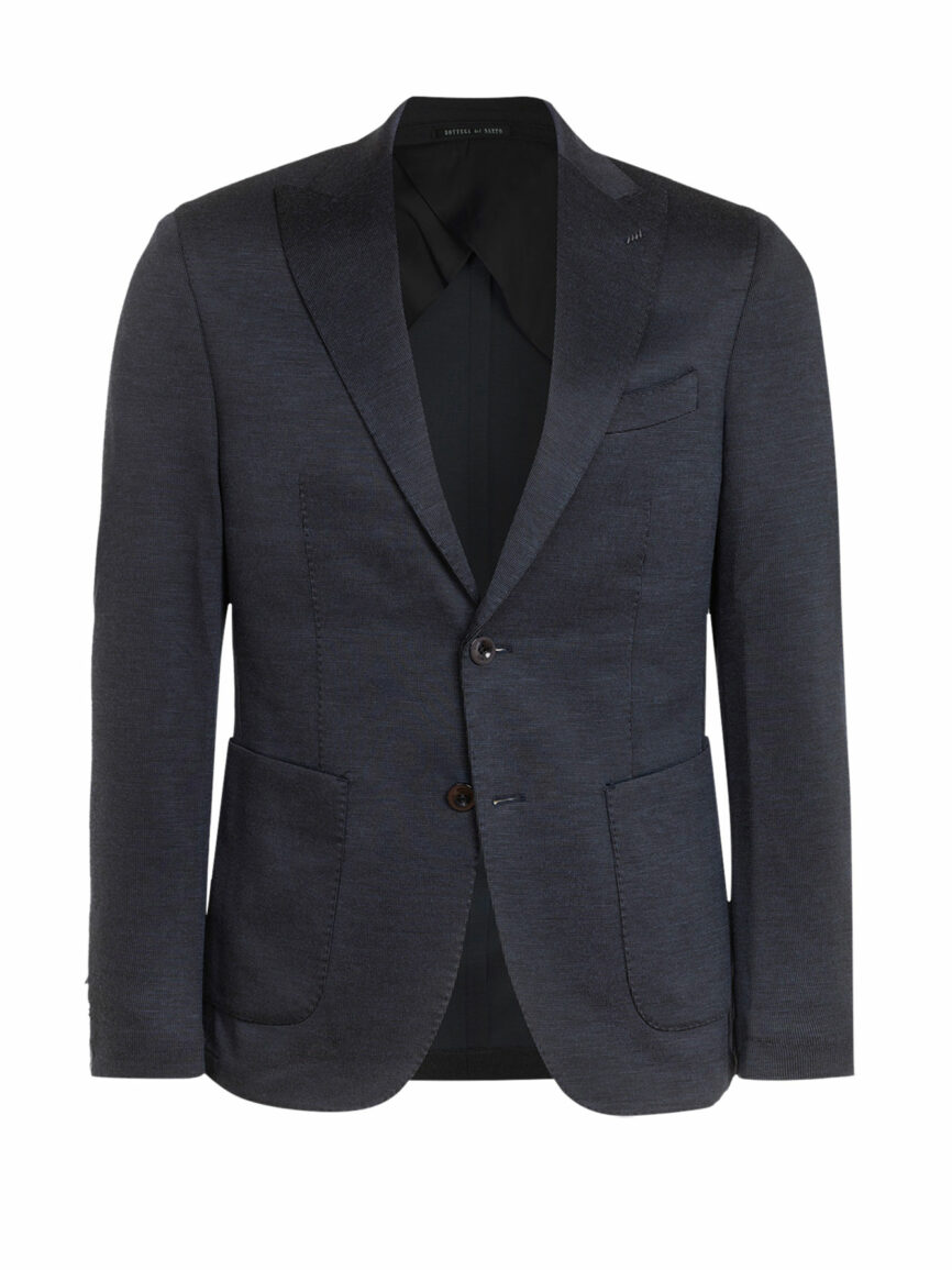 Single-breasted cotton jersey jacket with blue pattern