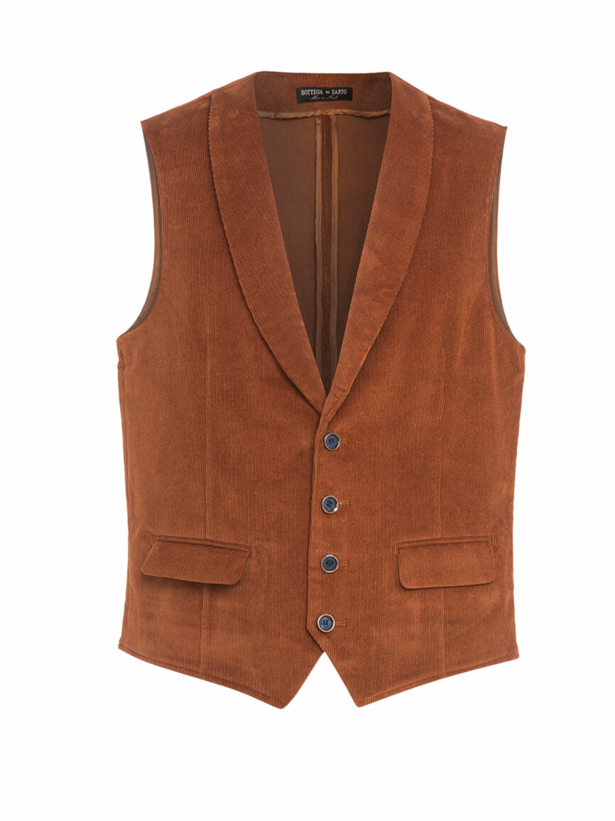 Orange corduroy tailored vest