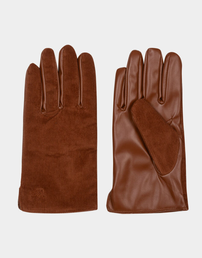 Brown corduroy velvet gloves