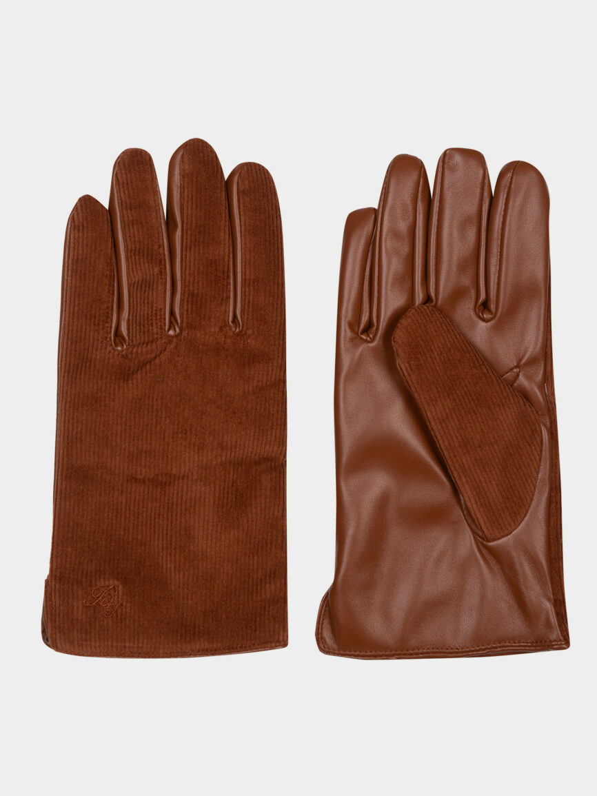 Brown corduroy velvet gloves
