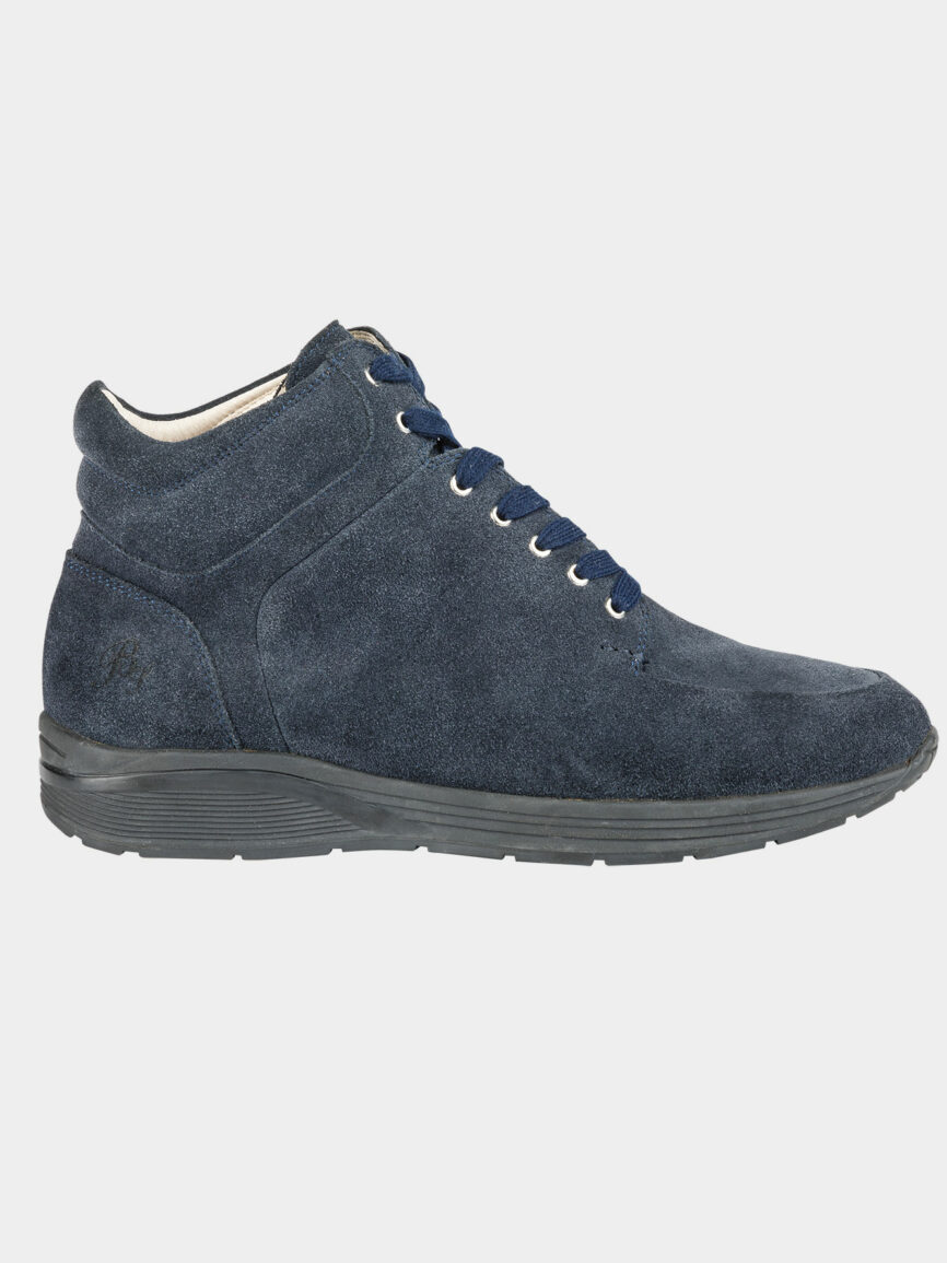 Blue suede ankle boot