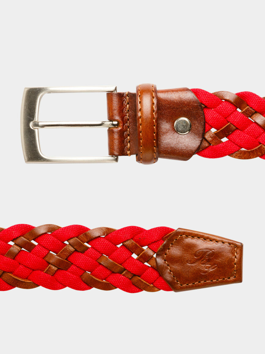 Brown and red braided belt