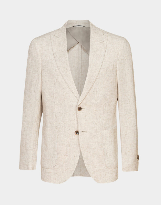 Milano single-breasted jacket in ecru linen shantung
