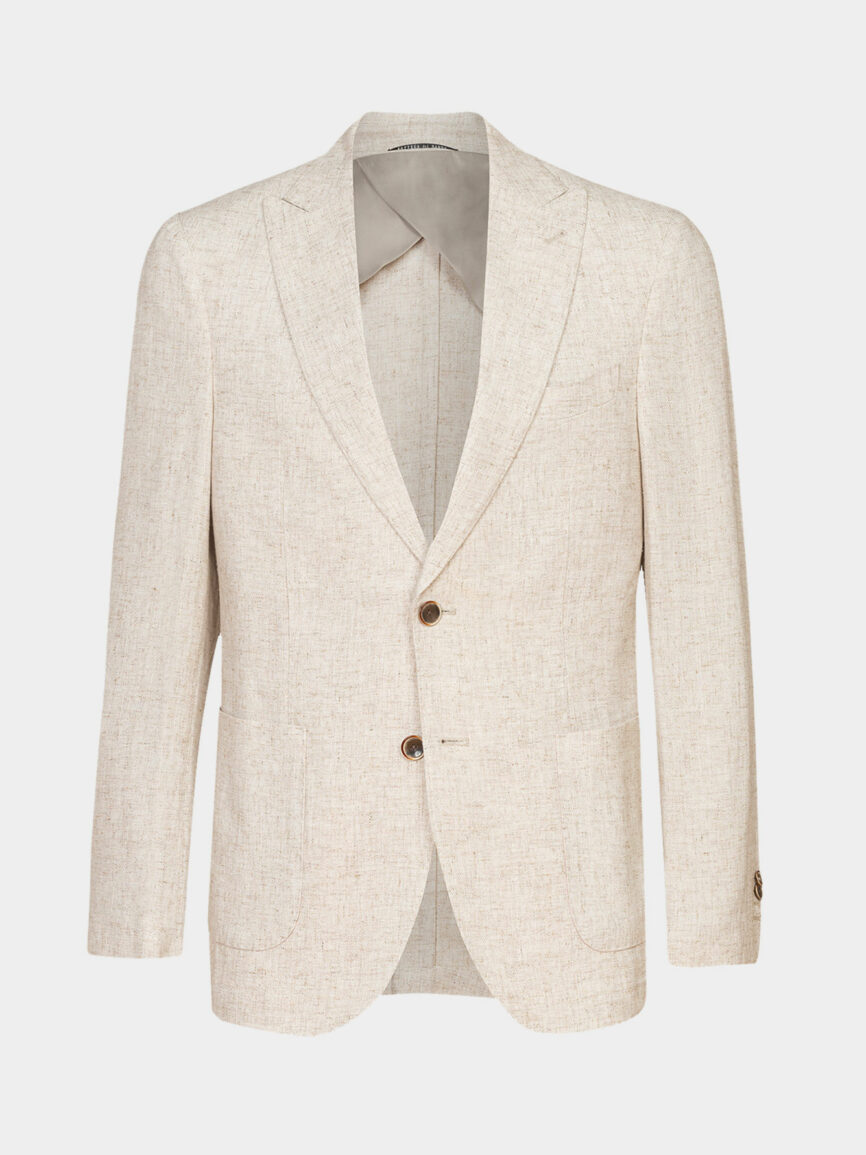 Milano single-breasted jacket in ecru linen shantung