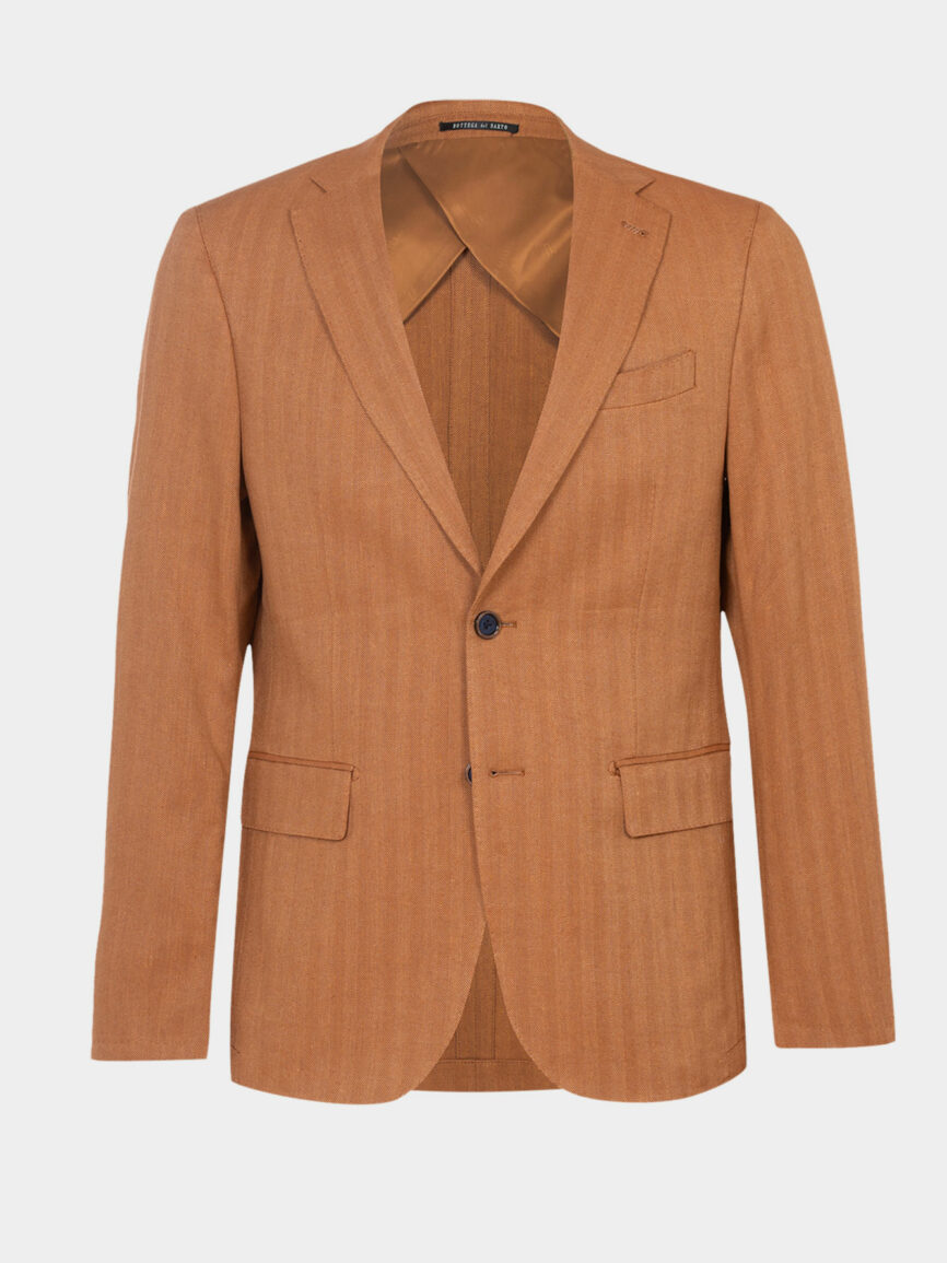Roma single-breasted jacket in orange herringbone linen