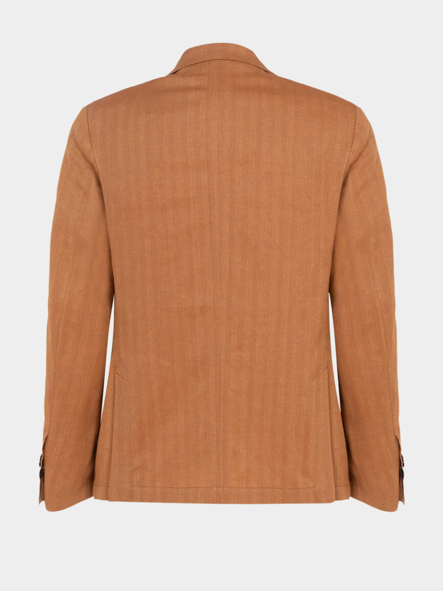 Roma single-breasted jacket in orange herringbone linen