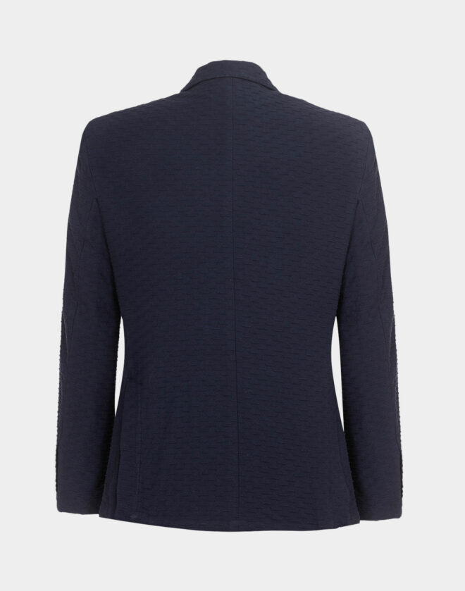 Milano single-breasted jacket in navy blue textured cotton jersey