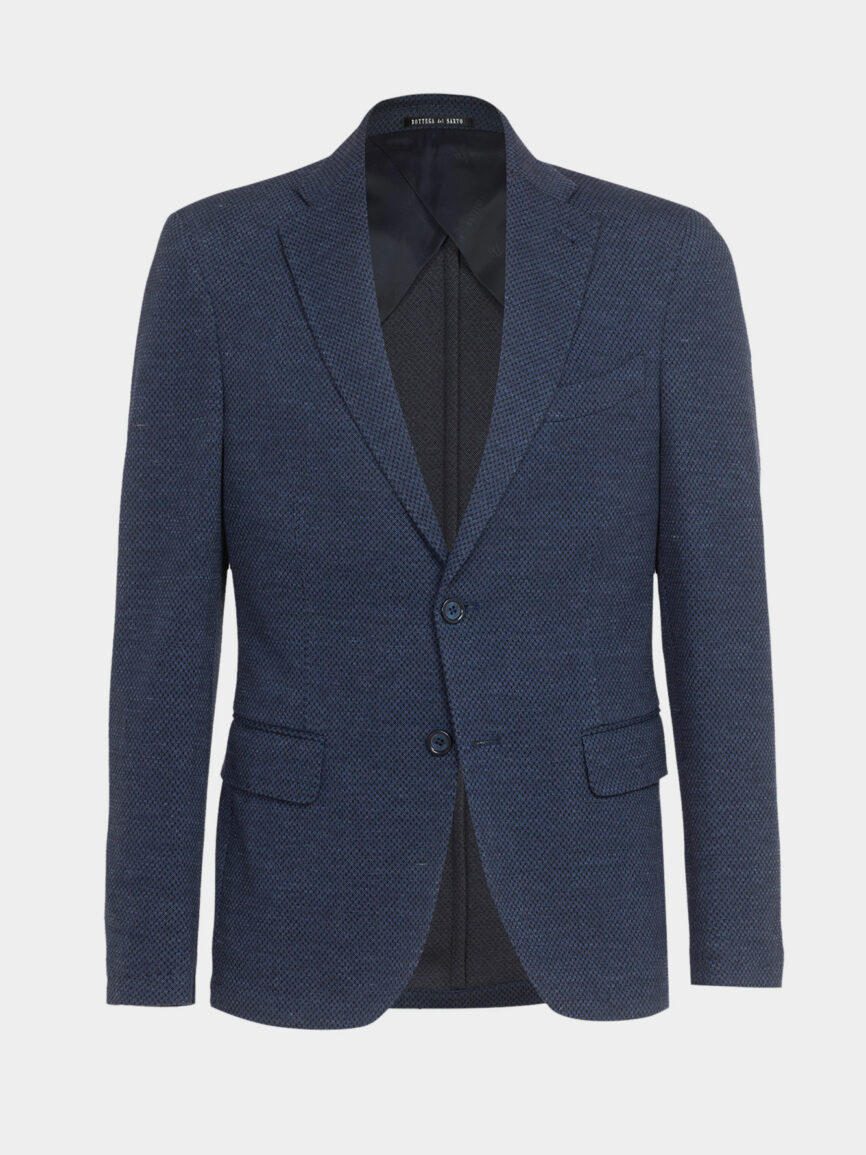 Single-breasted cotton jersey Roma jacket with micro-patterned design