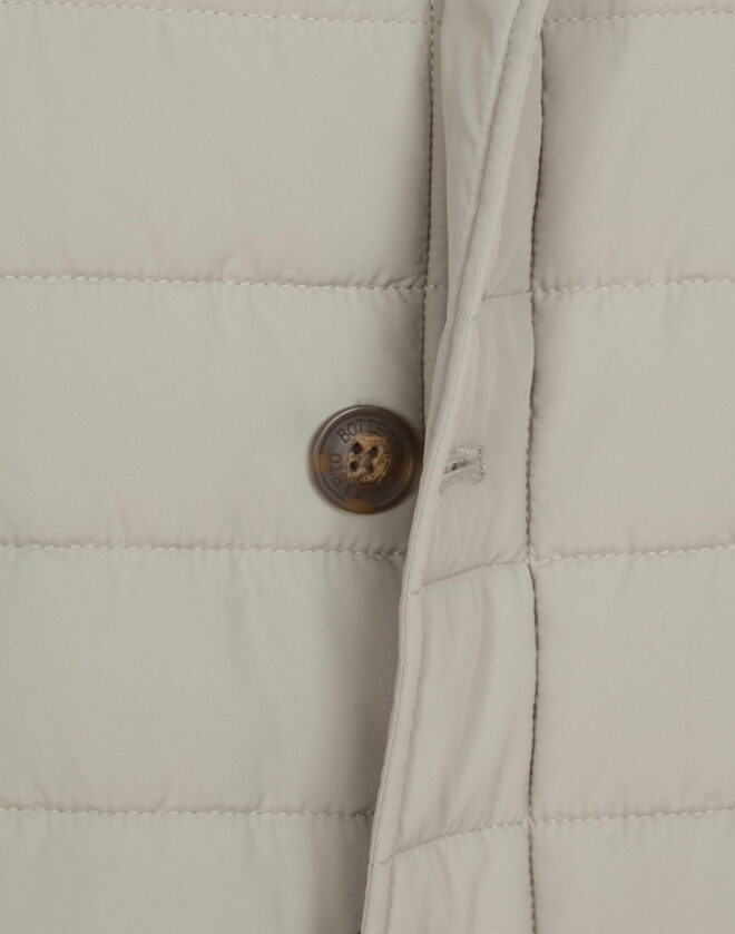 Ecru quilted field jacket in technical fabric
