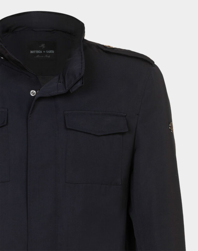 Navy blue field jacket in technical fabric