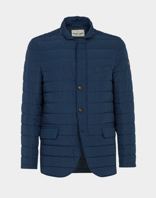 Blue quilted field jacket in technical fabric