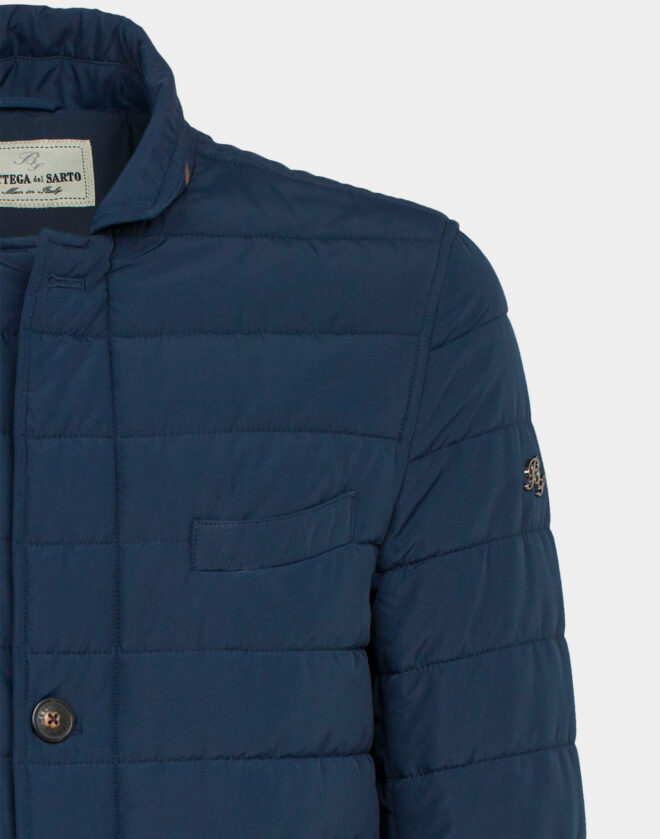 Blue quilted field jacket in technical fabric