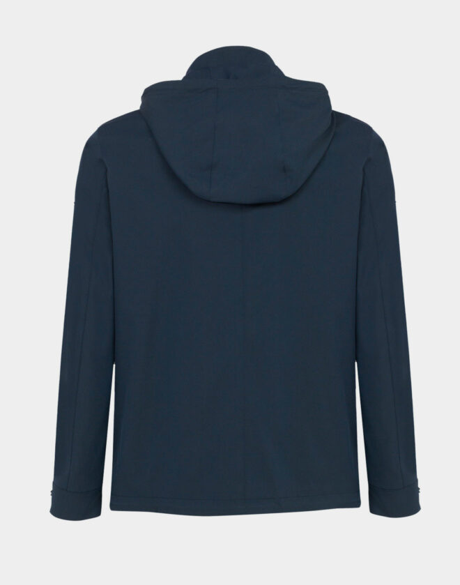 Blue BS-Stretch fabric hooded jacket