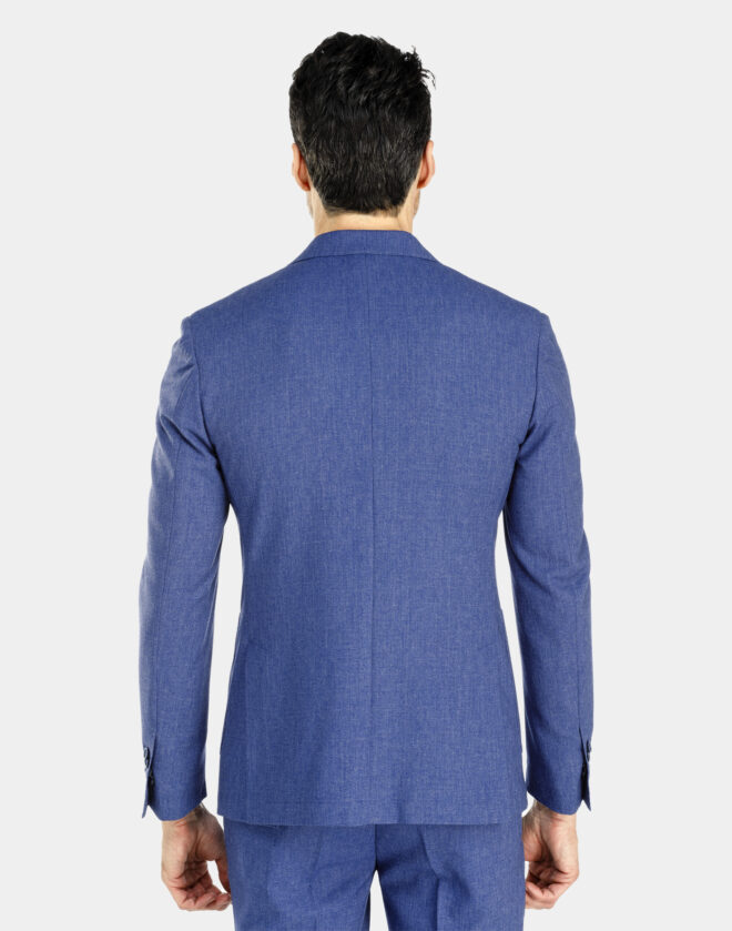 Milano single-breasted jacket in blue melange linen