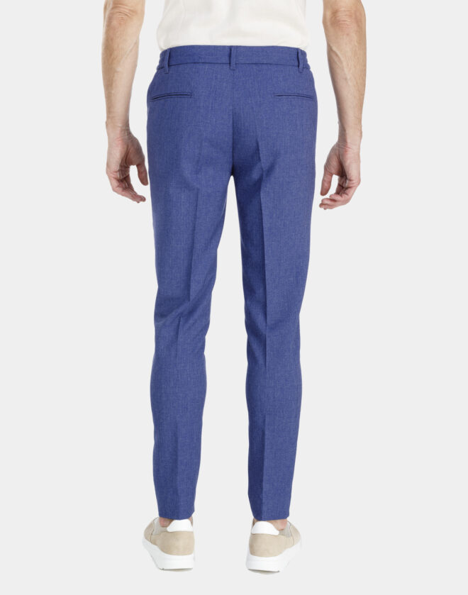Drawstring linen melange blue trousers