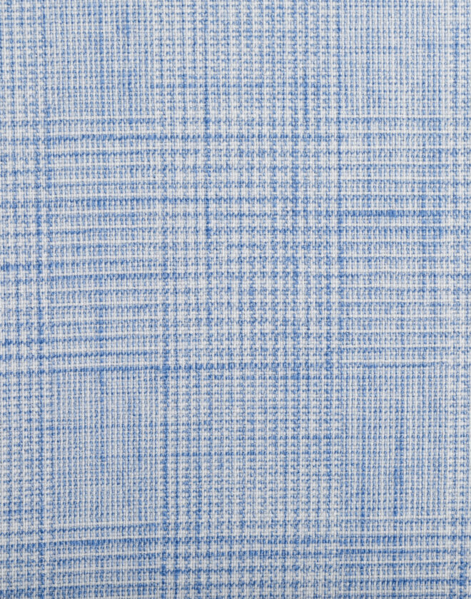 Giacca Milano monopetto in lino con disegno principe di galles azzurro