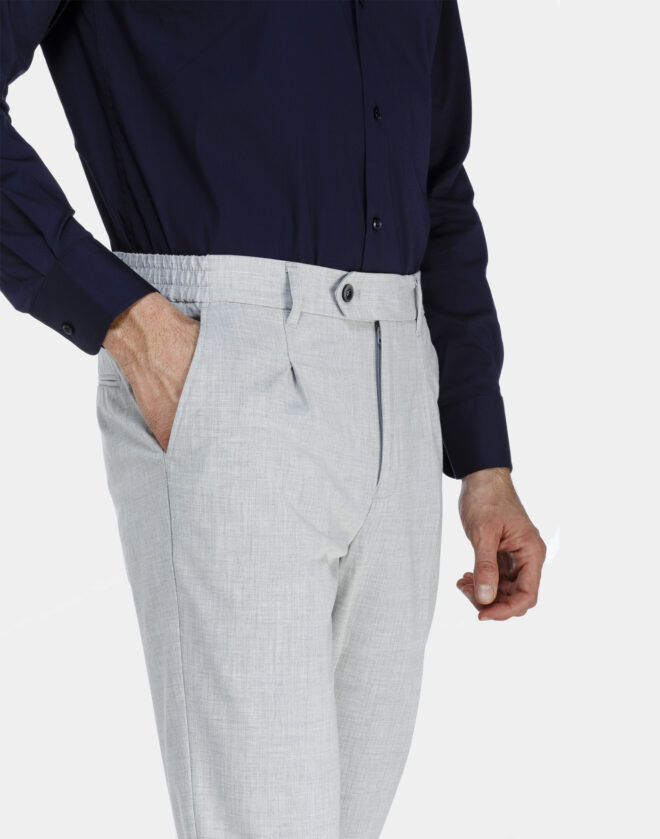 Pantalone in tela di lino grigio chiaro