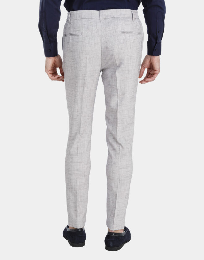 Pantalone con Coulisse in lino con disegno principe di galles grigio