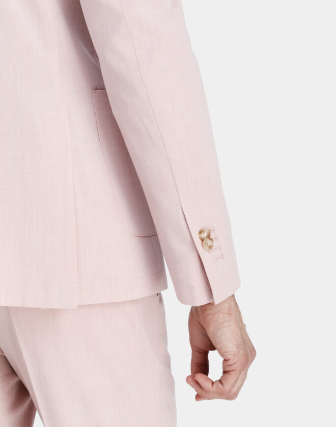 Giacca Milano monopetto in tela di lino rosa