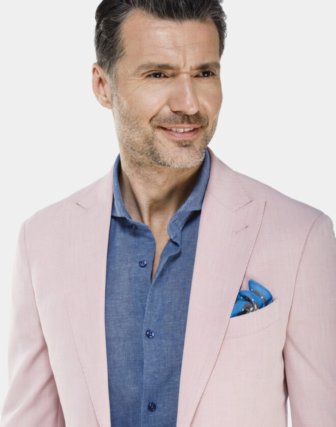 Milan single-breasted jacket in pink linen canvas