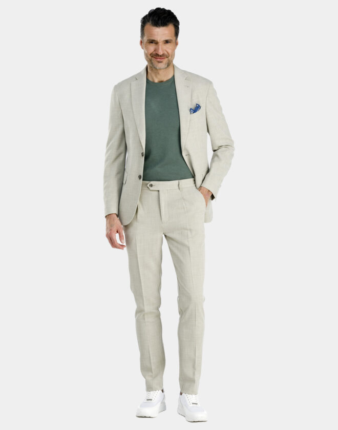 Rome single-breasted jacket in pastel green linen canvas