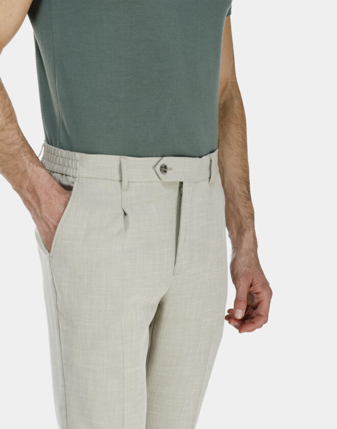 Pantalone in tela di lino verde pastello