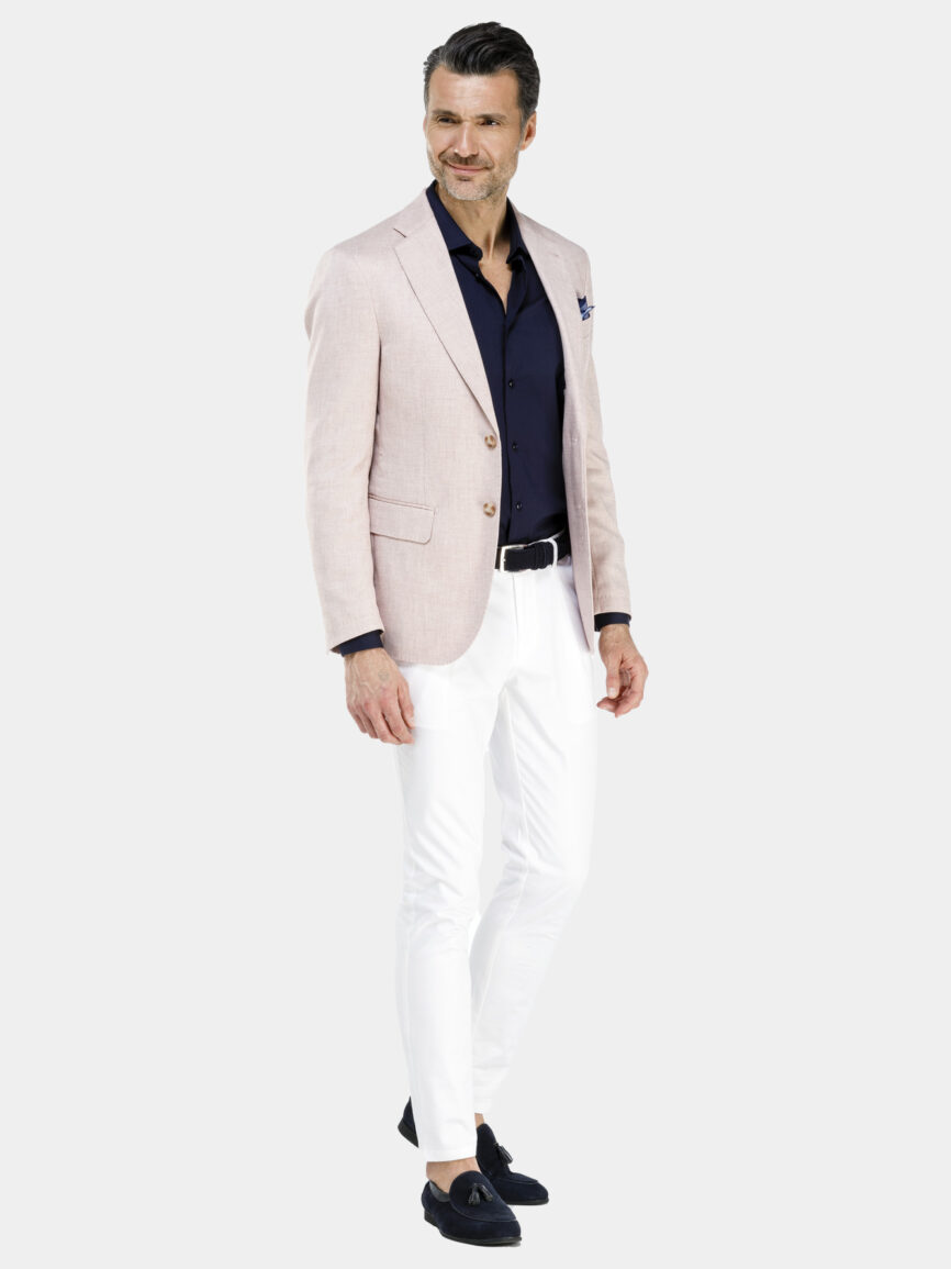Rome single-breasted jacket in pink linen hopsack