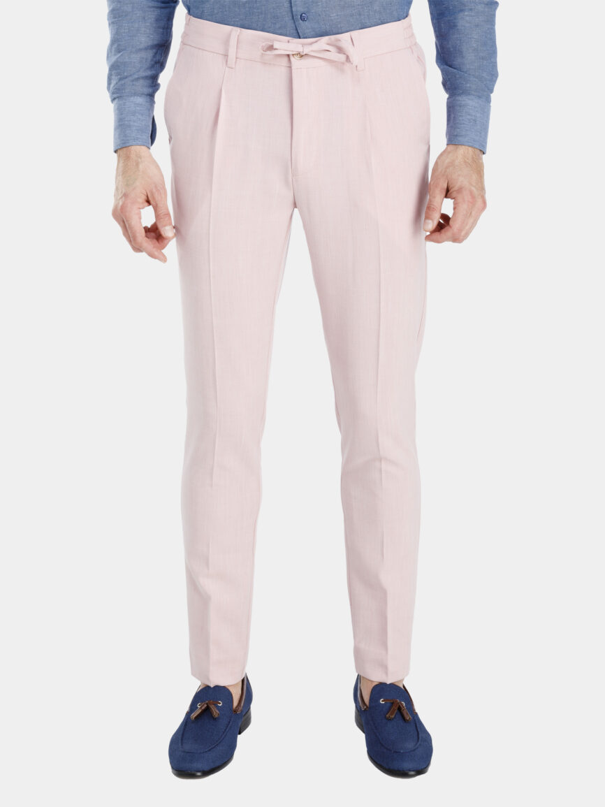 Pantalone con Coulisse in tela di lino rosa
