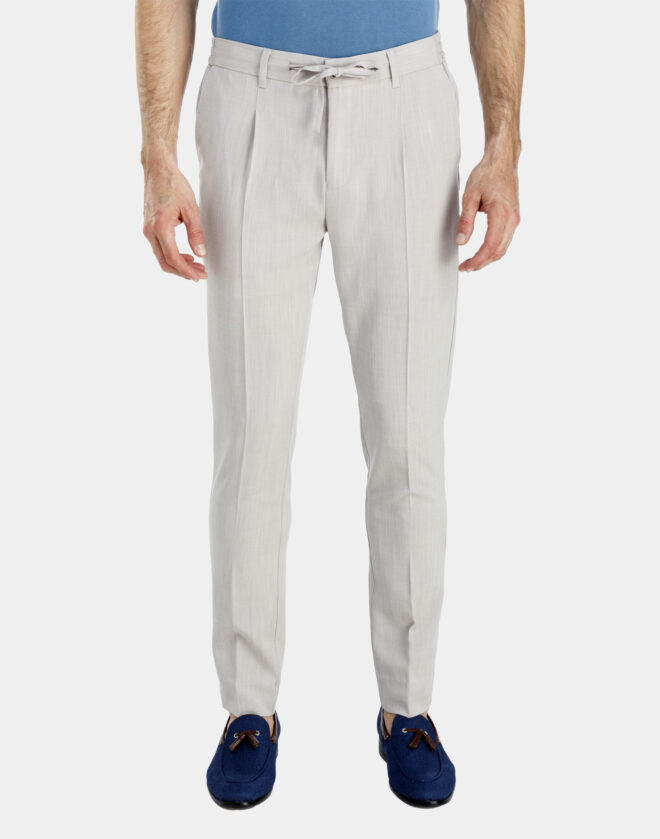 Pantalone con Coulisse in tela di lino beige