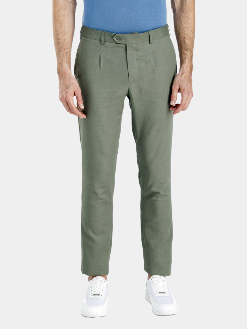 Light green linen trousers