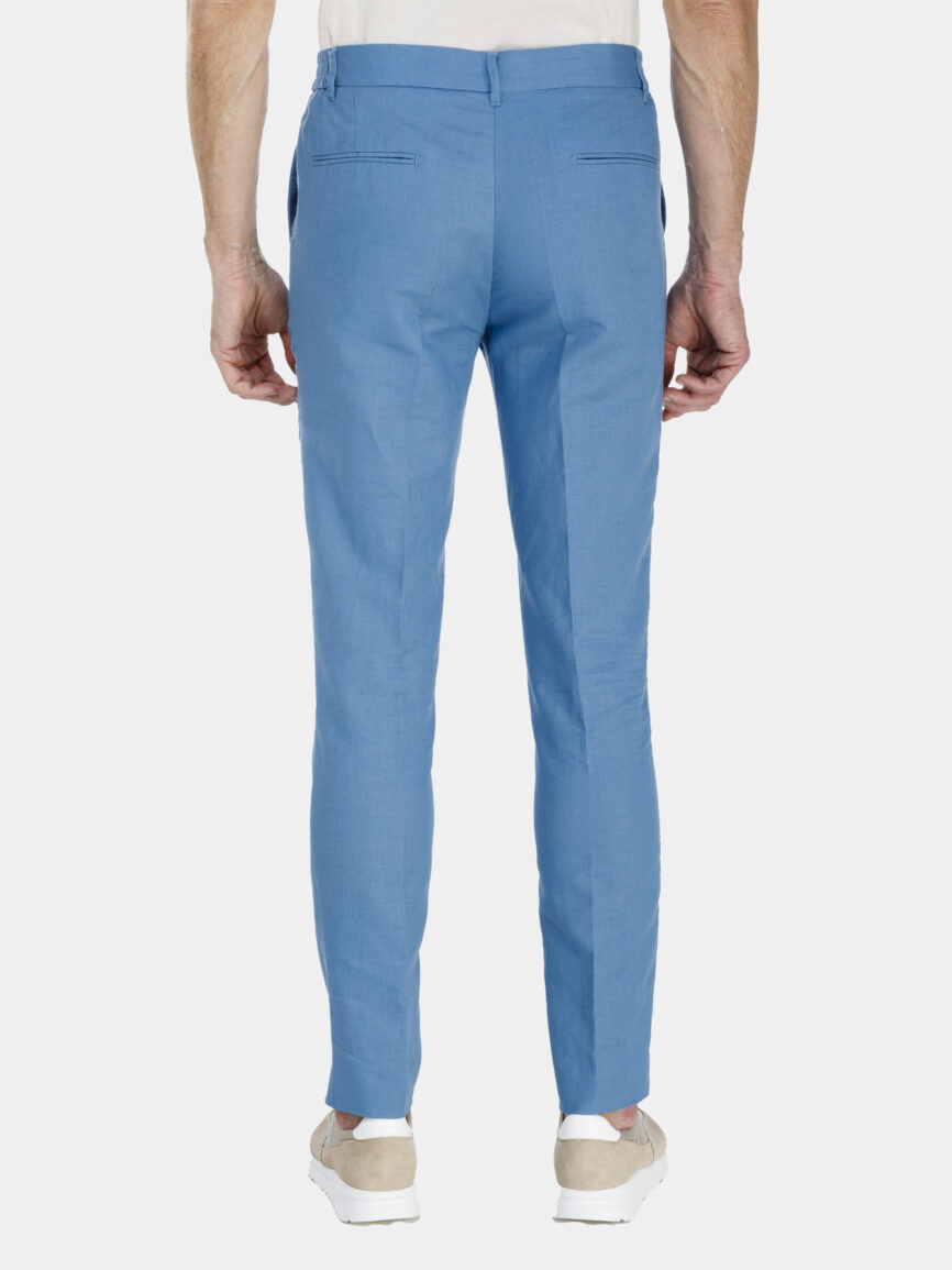 Pantalone in lino azzurro