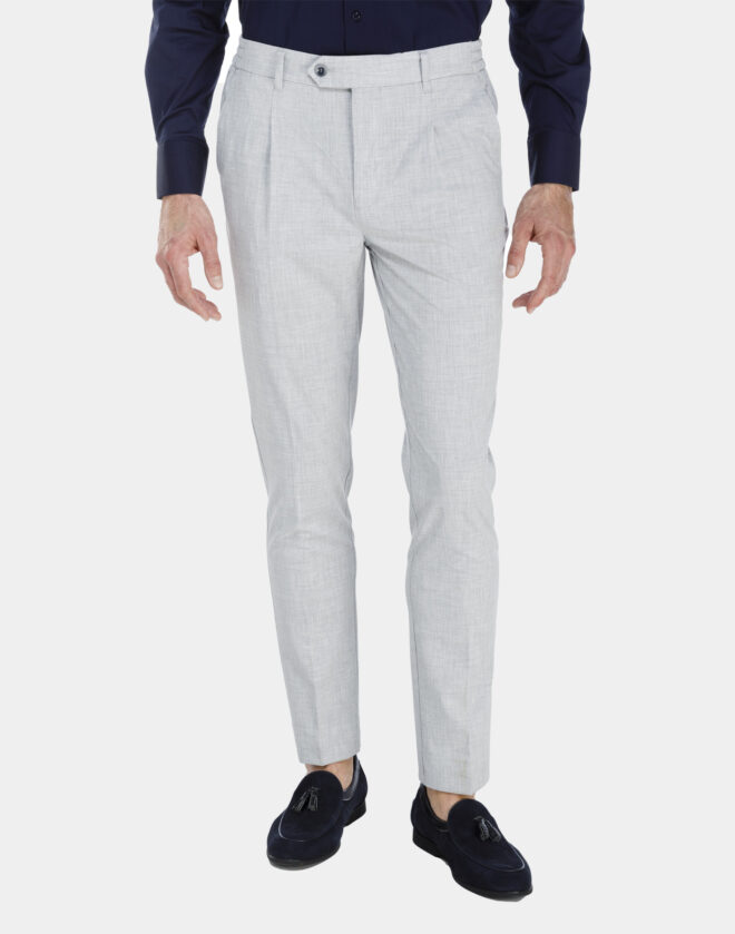 Pantalone in tela di lino grigio chiaro