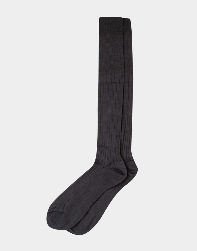 Extra fine ribbed cotton long socks