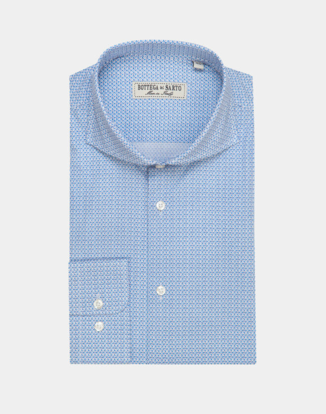 Camicia Azzurra stampata in cotone Elasticizzato Super Slim Fit