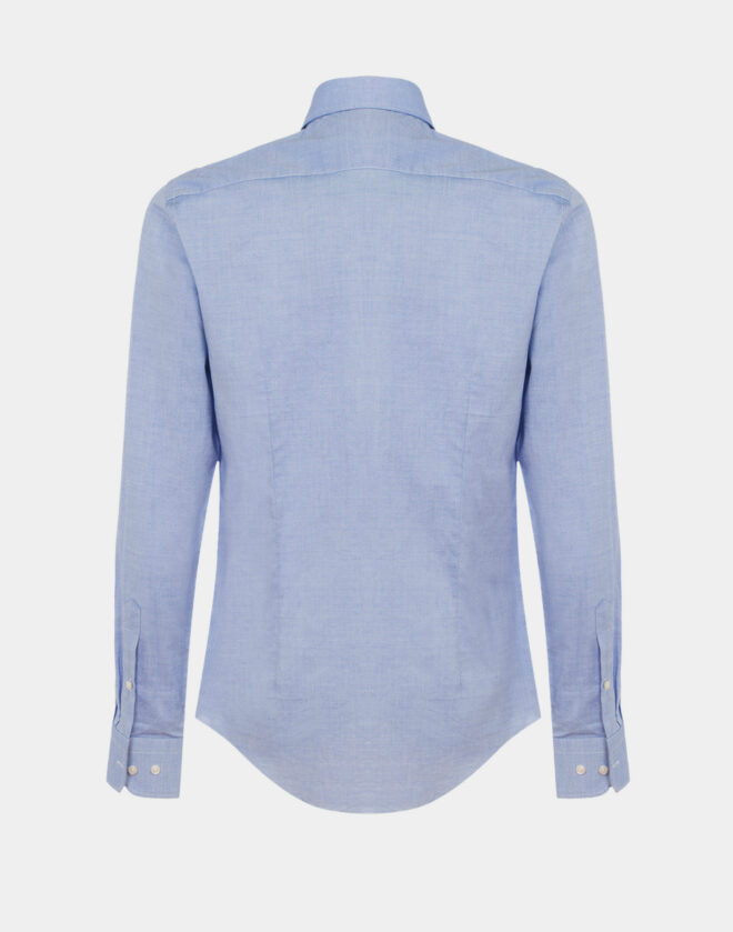 Camicia celeste Super Slim Fit in Twill di cotone con disegno jackard