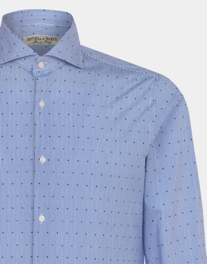 Light blue printed cotton Super Slim Fit stretch shirt