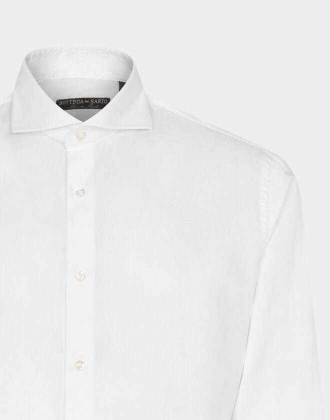 Camicia bianca operata in Twill di cotone Super Slim Fit