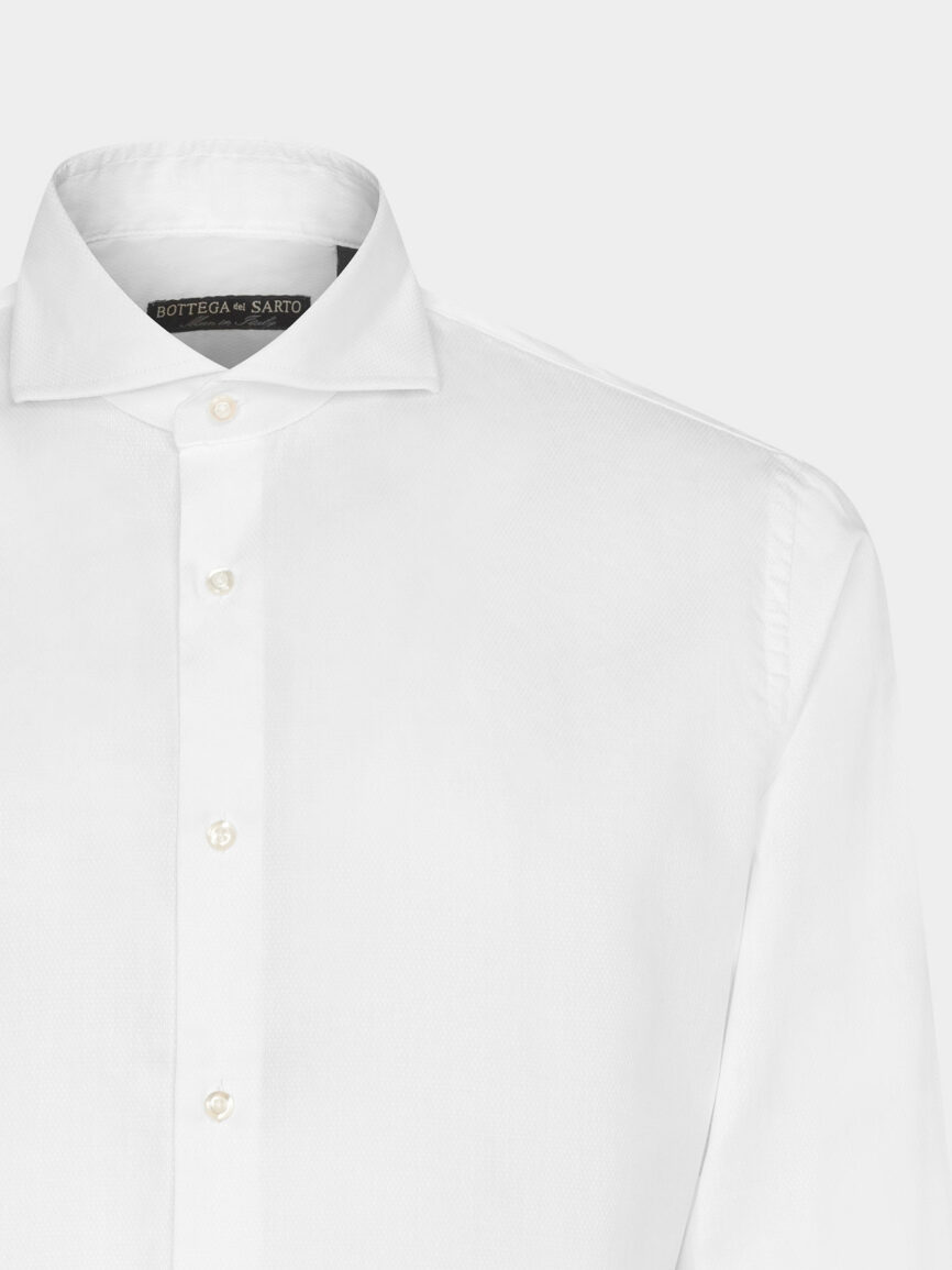 White Textured Cotton Twill Super Slim Fit Shirt