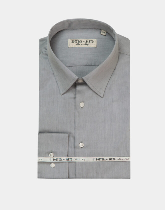 Camicia grigio chiaro In Popeline di cotone Elasticizzato Slim Fit