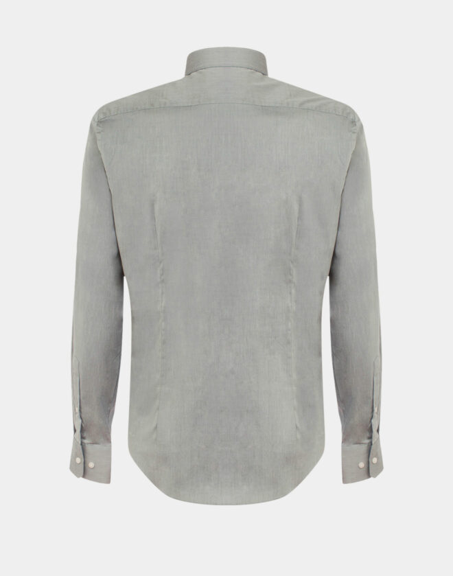Camicia grigio chiaro In Popeline di cotone Elasticizzato Slim Fit
