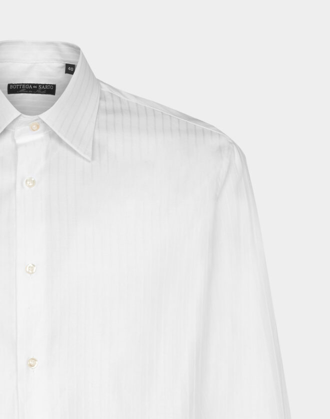 Camicia bianca con riga diagonale in Twill di cotone Elasticizzato Slim Fit
