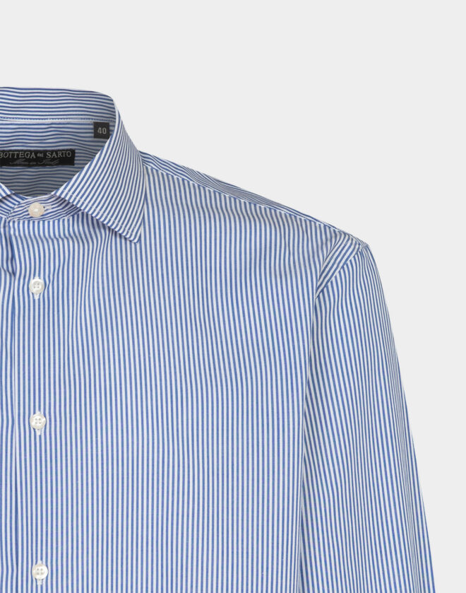 Camicia blu con riga diagonale in Twill di cotone Regular Fit